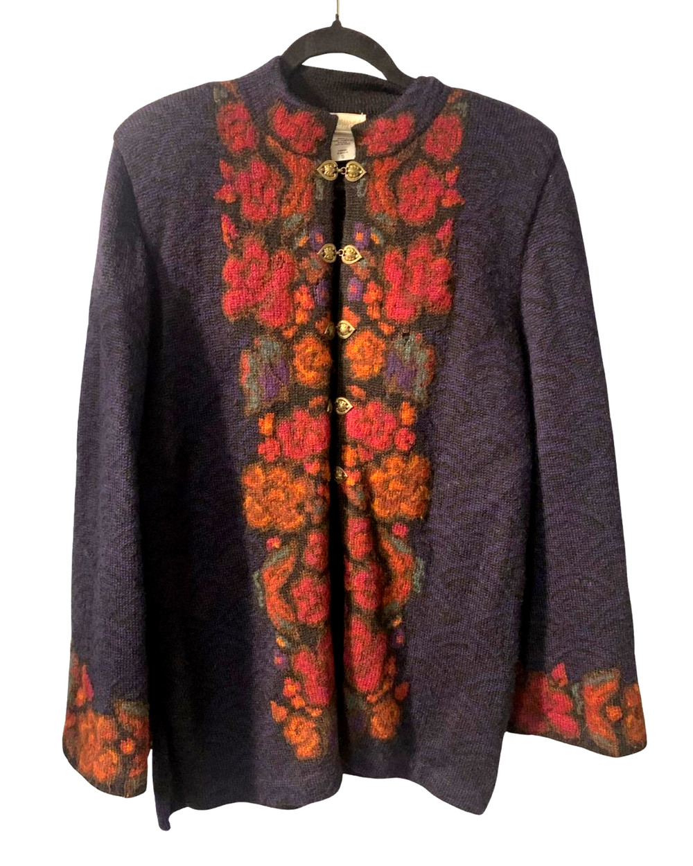 Vintage Coldwater Creek Womens 100% Alpaca Dark Cottagecore Cardigan Size S